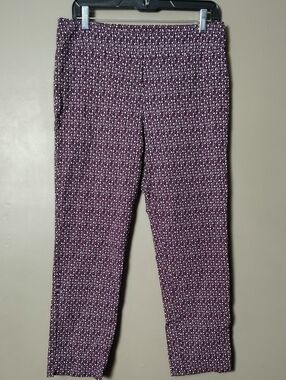 Erica Taylor Burgundy/White Patterned Cropped Pants Size L